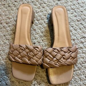 Nude Braided Sandel with Small Heel